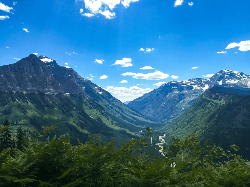 One of the great views from the going-to-the-sun road in Glacier National Park in Montana
