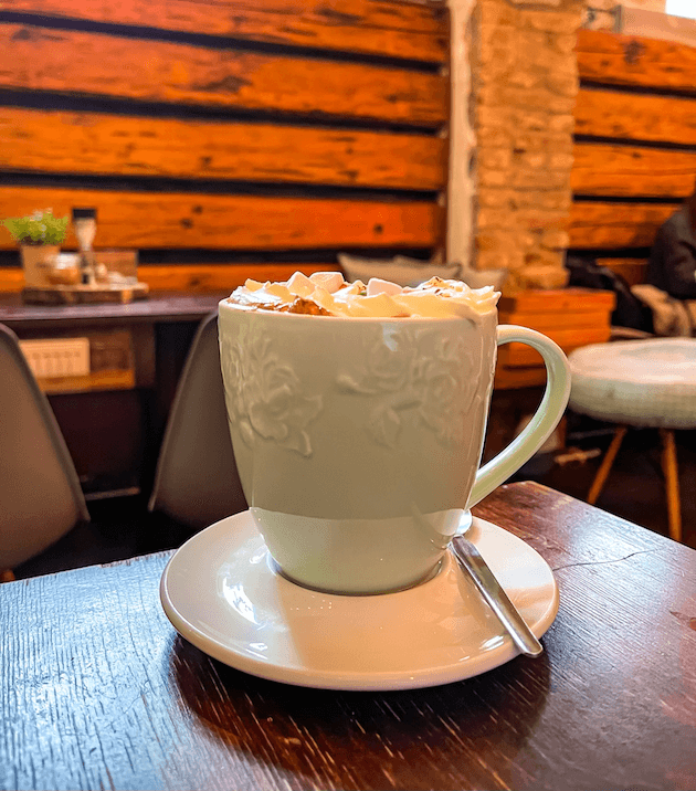 hot chocolate at a cafe