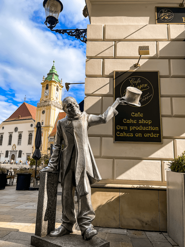 one of the several statues in old town Bratislava