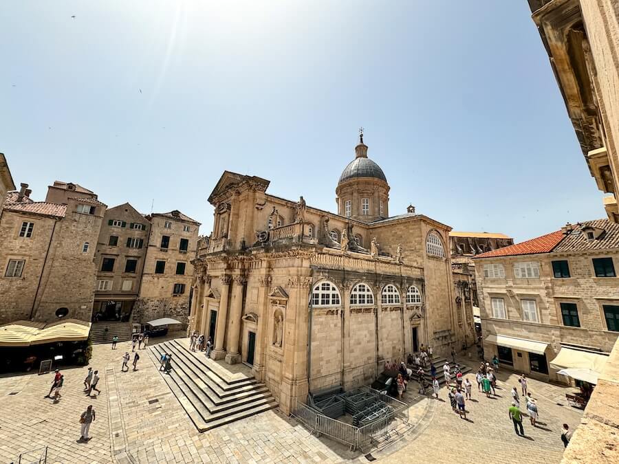 View of the Dubrovnik Cathedral from the window of Rector's Palace in Dubrovnik, Croatia