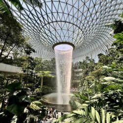 The rain vortex at Jewel Changi Airport in Singapore